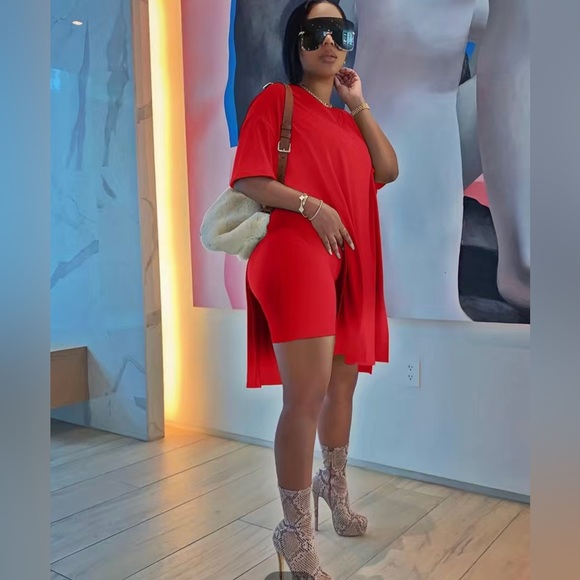 Passion of Essence Pants - Plus Size Two Piece Short Set with Split Hem